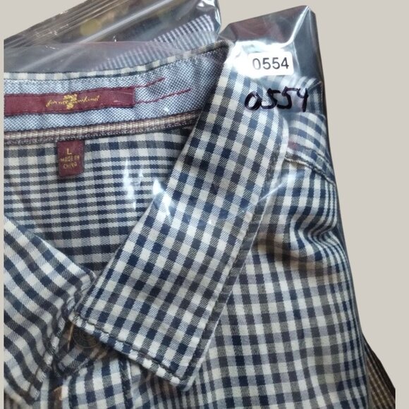 Seven For All Mankind Mens Gingham Button-Up Shirt Blk/Wht Large - Picture 14 of 14
